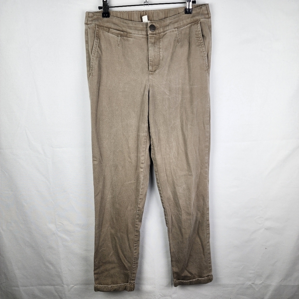 J Jill Tan Straight Leg Cuffed‎ Pants Size 8 Tall Neutral Minimalist